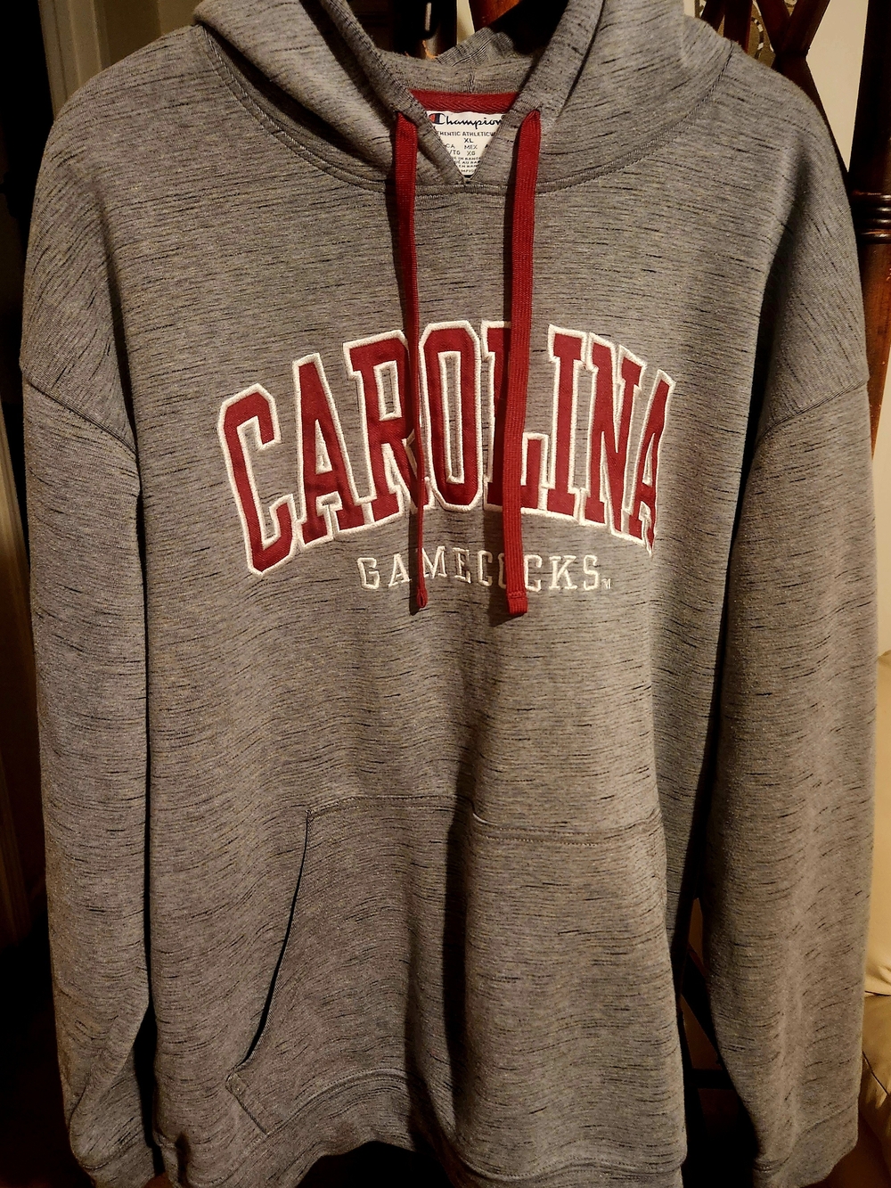 Champion Gray Crewneck Hoodie with Garnet Lettering